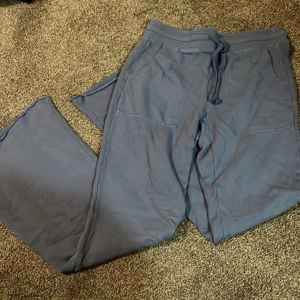 Blue drawstring flare sweats